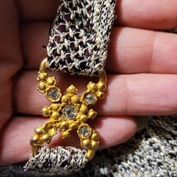 Vintage 80's Formal Eggplant Metallic Crochet Lace Overlay Sleeveless Gown Sz M - Picture 15 of 15